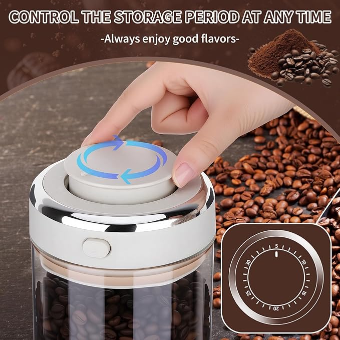57oz Airtight Glass Coffee Canister with One-way CO2 Valve, Borosilicate Vacuum Coffee Bean Storage Canister with Date Tracker, Wide-Mouth Storage Container for Coffee Bar,Home,Kitchen