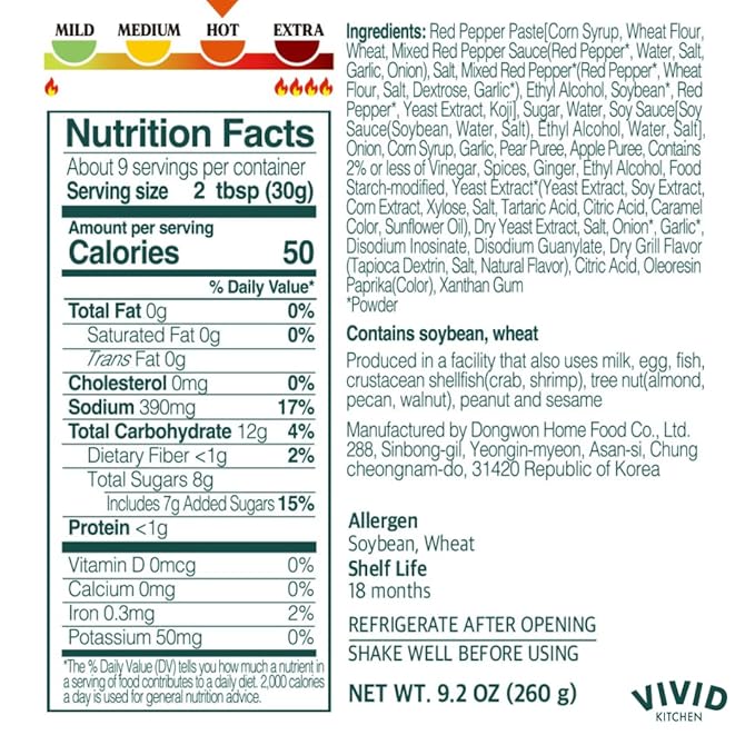 VIVID KITCHEN Gochujang Sauce - Korean Fermented Chili Paste Fusion - 8.6 oz Bottle - Authentic, Bold & Spicy Flavor - No MSG or Preservatives - Ideal for Topping, Stir-Fry, Dipping & Cooking