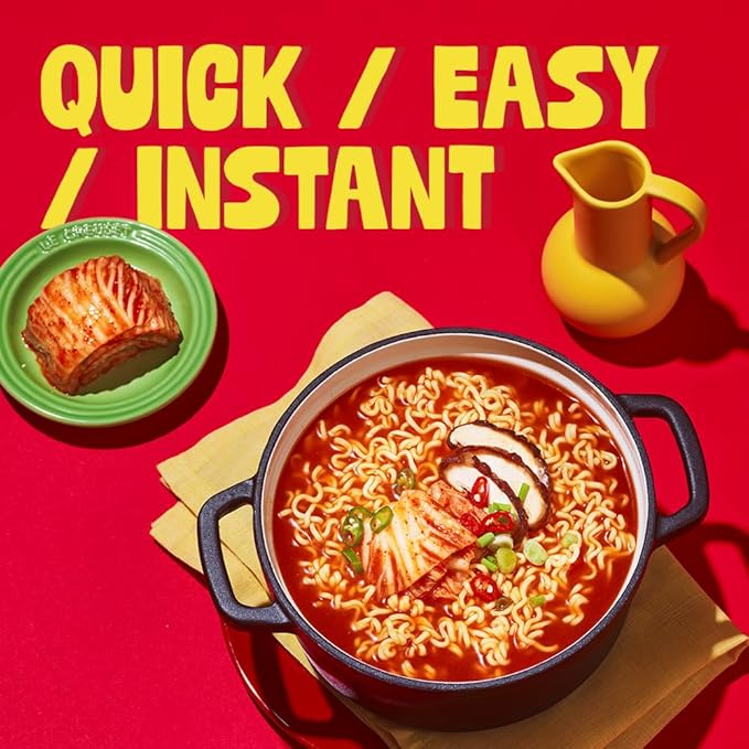 Instant Ramen Cup Noodles [ORIGINAL Kimchi | 6 CUPS/Pack] – Healthy, Bold & Tangy | Korean Spicy Noodle Soup with Real Fermented Kimchi | 0 Trans Fat | Easy to Cook Meal or Snack - O’food