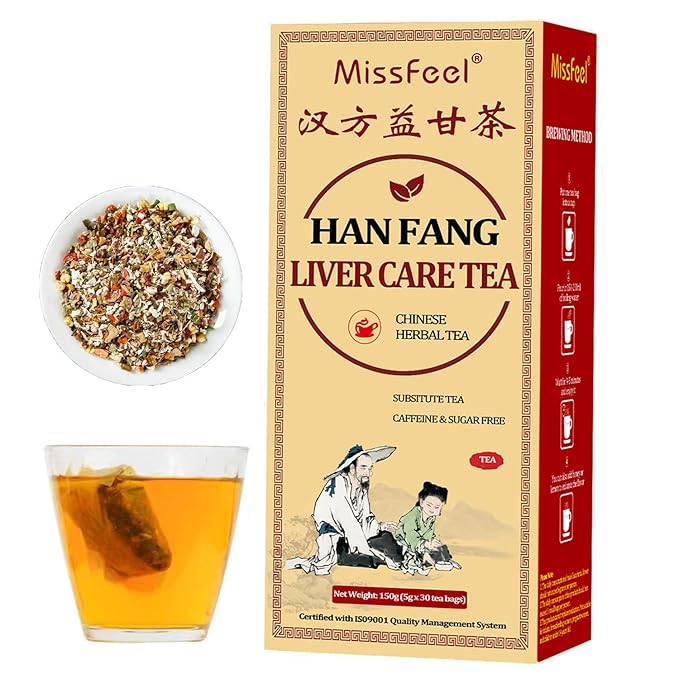 Daily Liver Care Tea, Natural LiverTea for Health, Chinese HerbalTeas, Organic LiversCleanse with Different Herbs, NO Additives No Caffeine No Sugar (30 Tea bags-1Box)