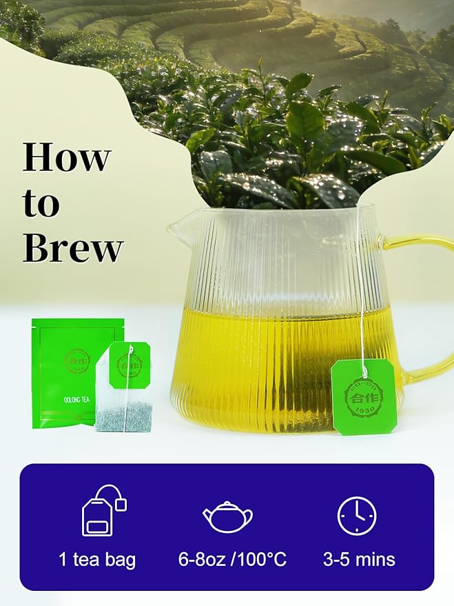 CO-OP 1950 Oolong Tea Bags, Traditional Semi-Fermented Oolong Tea, Smooth & Floral Aroma, Naturally Caffeinated, Enjoy Hot or Iced, 20 Count