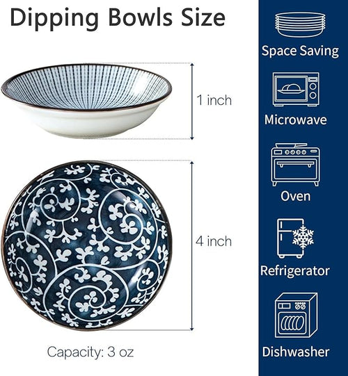 6PCS Sauce Dish, Ceramic Dipping Sauce Bowls,Small Bowl,Soy Sauce Dish Dipping Sauce Bowl,Sauce Plates Tiny Bowls for Condiments Sushi Dishes Soy Sauces Ketchup Snack Side Dishes Set of 6