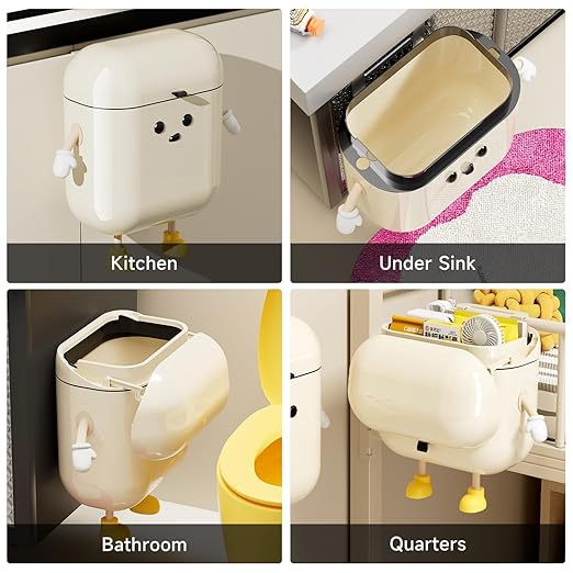 UFORU 3.2gal/12L Compost Bin Kitchen for Counter Top or Under Sink, Plastic Hanging Trash Can with Lid, Wall Mounted Garbage Can for Bathroom, Office, RV