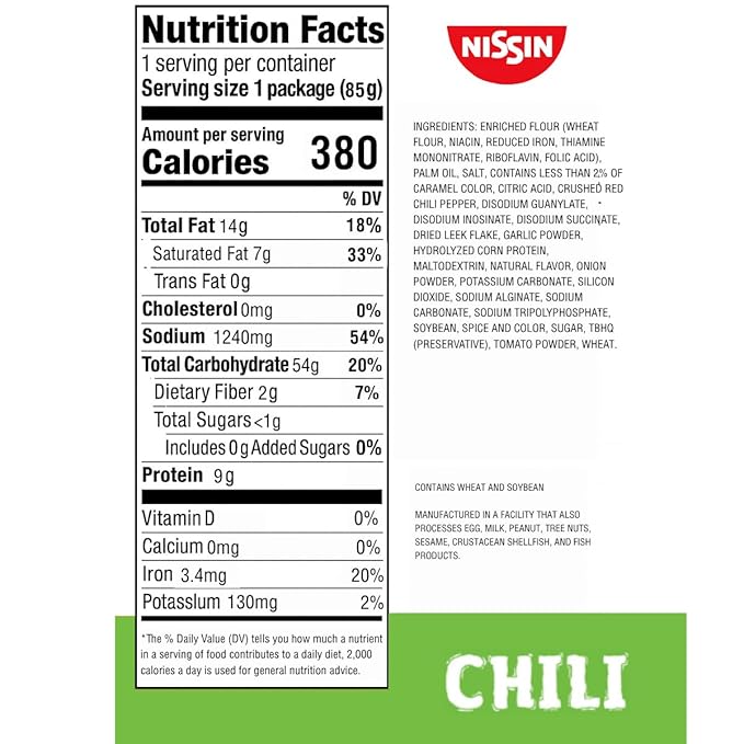 Nissin Top Ramen Noodle Soup, Chili, 3 Ounce (Pack of 24)