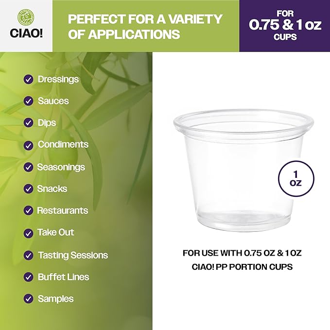 Ciao! Ultra Clear PET Portion Cup Lids, .45mm Diameter, Fit For Ciao! 0.75oz & 1oz Portion Cups - Case of 2,500