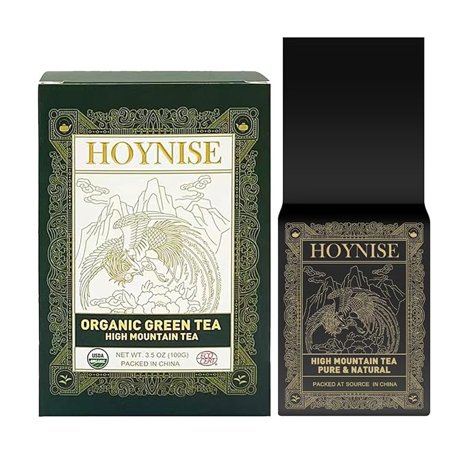 HOYNISE - Organic Green Tea Loose Leaf - Rich in Antioxidants - High Elevation Grown - Fresh & Smooth Flavor - Enjoy Hot or Iced,100g/3.5oz
