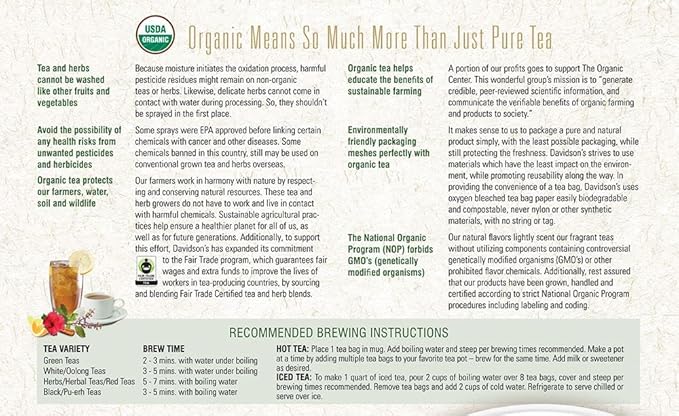Davidson's Organics, Decaffeinated English Breakfast, 100-count Unwrapped Tea Bags
