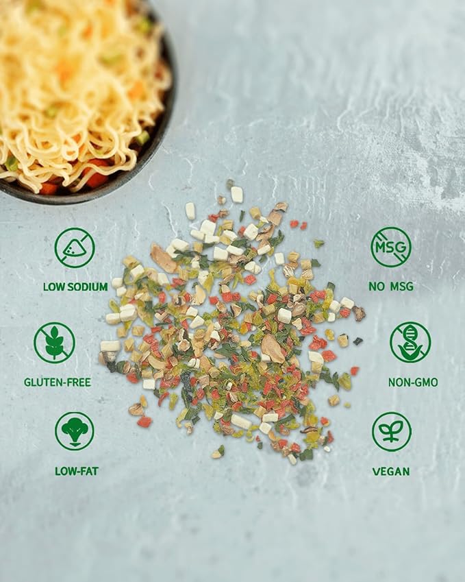 Dried Veggie Tofu Mix for Ramen Toppings Miso Soup - High Protein Umami White Mushroom, Dehydrated Vegetable Flakes for Instant Soup, No Corn, Gluten-Free, No MSG, 7.5oz
