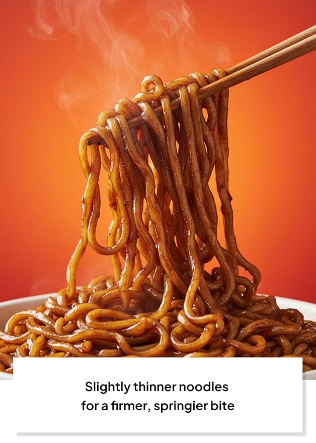 Korean Food Bulramen Stir-Fried Ramen Jjajang, Artificial Spicy Chicken Flavor, 5 Packs (4.9 oz Each), Korean Black Bean Instant Noodles