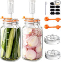 2 Pack 64oz/2L Glass Fermenting Jars with Airlocks & Weights – 3.3" Wide Mouth Sauerkraut Jar Set for Pickles, Kombucha, Kimchi – Complete Home Fermentation Kit for Beginners