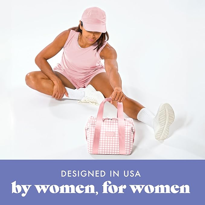 Fit & Fresh Remi Lunch Bag for Women Work – Neoprene Lunch Tote with Containers & Ice Pack, Reusable Meal Prep Lunch Box, Large Capacity, Machine Washable, Pink Gingham