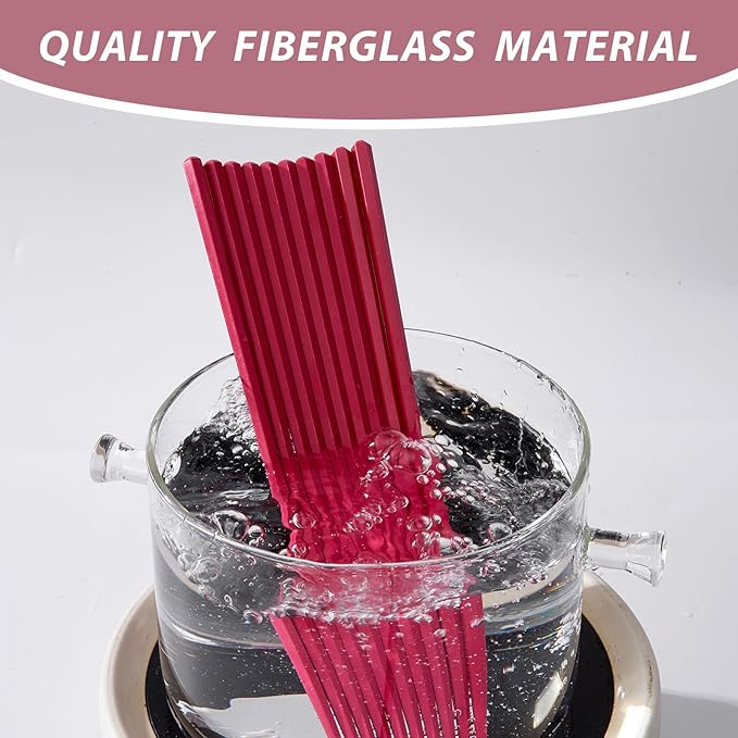 10 Pairs Fiberglass Chopsticks Non-Slip Tips, Dishwasher Safe & Reusable Japanese Korean Chopsticks for Sushi Ramen, 9.63 inch/24.5cm Chop Sticks for Family Restaurant- Red