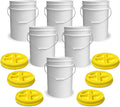 ePackageSupply 5 Gallon Bucket - Food Grade Bucket with Airtight Gamma Seal Screw-On Lid, BPA-Free, Heavy-Duty 90 Mil HDPE Plastic, Bulk Storage, Durable Container, Made in USA, White/Yellow, 6 Packs