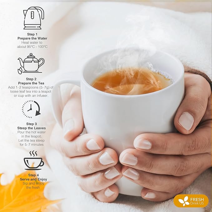 FreshDrinkUS, Premium 135 Tea Bags Tulsi Chamomile Lemongrass Herbal Tea | Blend with Holy Basil, Chamomile Flowers & Lemongrass Leaves – Naturally Caffeine-Free, Soothing Herbal Infusion. Vegan
