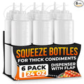 6-Pack Plastic Condiment Squeeze Bottles 24oz – Refillable Squirt Bottles with Narrow Tip, Leak-Resistant | Great for Oil, Sauces, Ketchup, Mayonnaise, Syrup, Dressing, BBQ Stations & Catering Use
