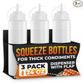 3-Pack Plastic Condiment Squeeze Bottles 24oz – Refillable Squirt Bottles with Narrow Tip, Leak-Resistant | Great for Oil, Sauces, Ketchup, Mayonnaise, Syrup, Dressing, BBQ Stations & Catering Use