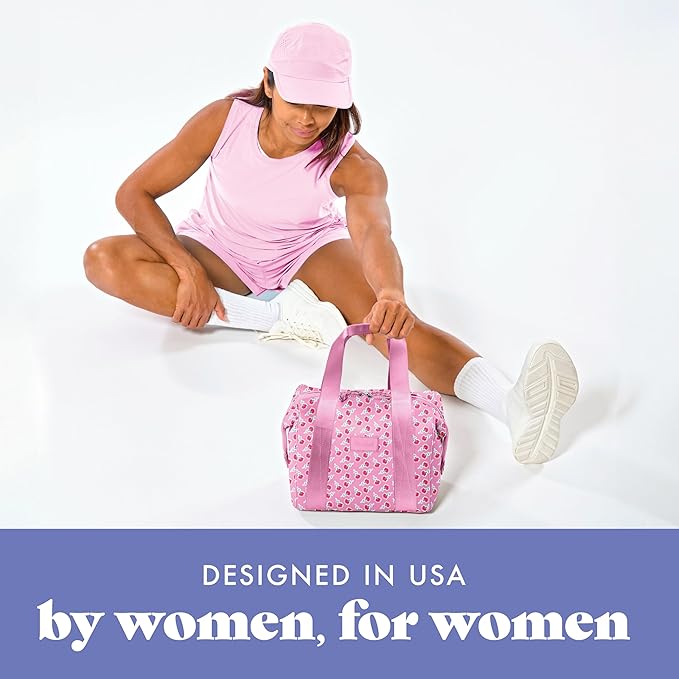 Fit & Fresh Remi Lunch Bag for Women Work – Neoprene Lunch Tote with Containers & Ice Pack, Reusable Meal Prep Lunch Box, Large Capacity, Machine Washable, Sweet Pink Block