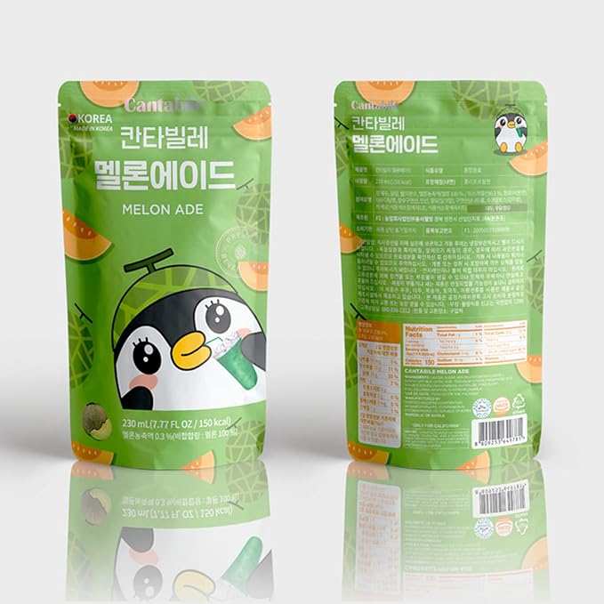 Cantabile Korean Convenience Store Pouch Drink Ready-to-Drink Refreshing Beverage Imported from Korea (1 Pack, Melon)