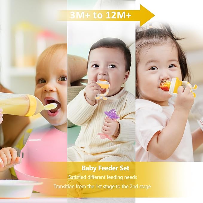 Easter Bunny Baby Fruit Feeder Pacifier | Infant Fruit Food Feeder Pacifier & Food Dispensing Spoon | Fresh Fruit Teethers for Babies | Silicone Feeder Baby,Gifts for Boys and Girls-Rabbit