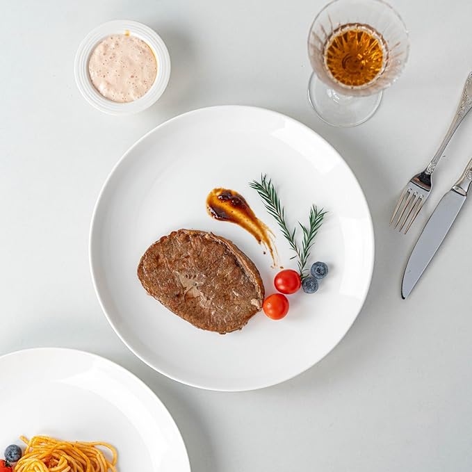 White Dinner Plates Set of 6, 11 Inch Ceramic Plates – White Porcelain Dinner Plates for Kitchen, Serving & Everyday Use, Microwave & Dishwasher Safe