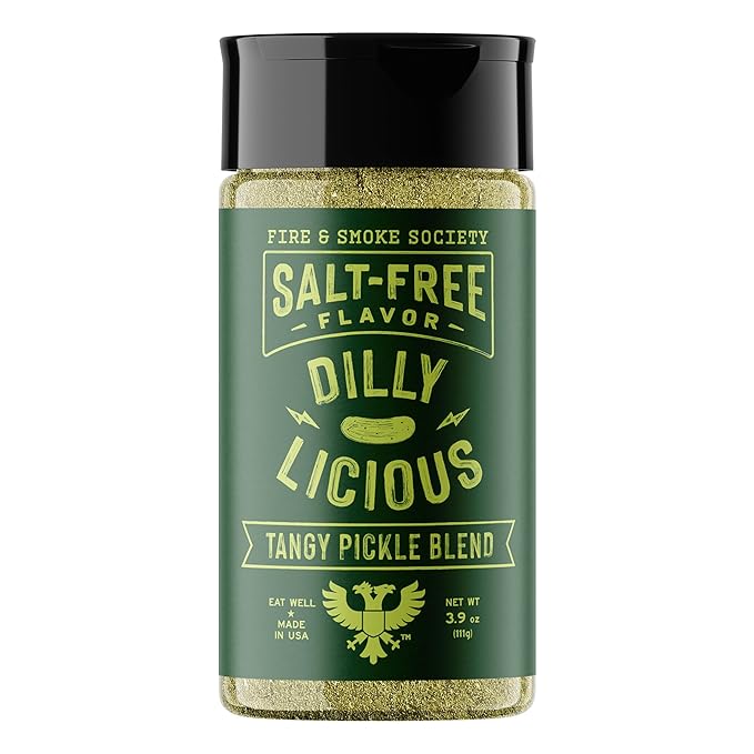 Fire & Smoke Society Salt-Free Dilly Licious Seasoning Blend | All Purpose Seasoning | Chicken, Fish, Potatoes, Veggies | Garlic, Onion, Dill | M 3.9 oz