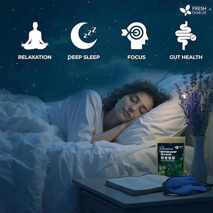 FreshDrinkUS, Premium 75 Tea Bags Better Sleep Herbal Tea | Caffeine-Free Loose Leaf Blend with Spearmint Leaves, Lemongrass Leaves, and Hawthorn Berry – Naturally Refreshing and Aromatic.