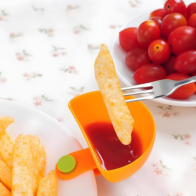 8-piece Dip Clip for Bowls Plates | French fries and dipping sauce service set | For ketchup, spices, salt, sugar, salad dressing, spices | Colorful sandwich dipping sauce bowls for portion control