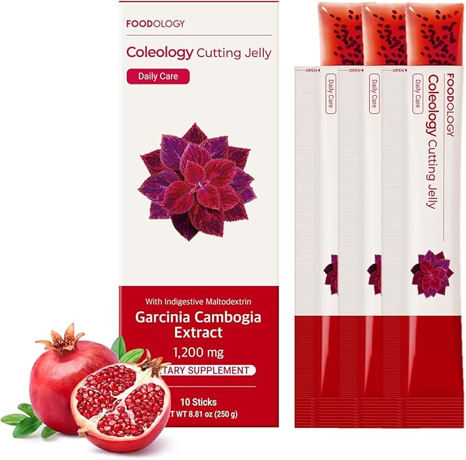 FOODOLOGY Coleology Cutting Stick Jelly (Pomegranate) – Manage Appetite, Support Metabolism & Lean Body, Chia Seeds & Garcinia Cambogia, Korean Supplement (1, Pack of 30, Pomegranate)