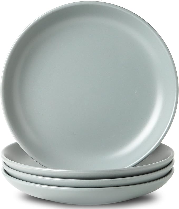 Stoneware Plate, 10 Inch Dinner Plate Set of 4,Dinnerware Set Plates for Steak, Noodless, Microwave, Oven, and Dishwasher Safe,Pebble Gray