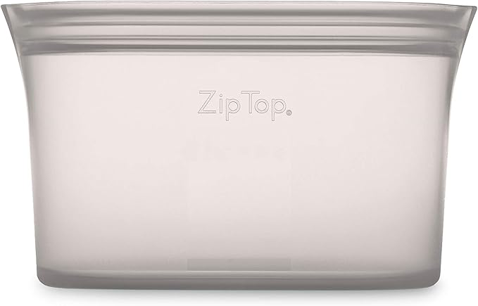 Zip Top Reusable Food Storage Bags | Small Dish [Gray] | Silicone Meal Prep Container | Microwave, Dishwasher and Freezer Safe | Made in the USA