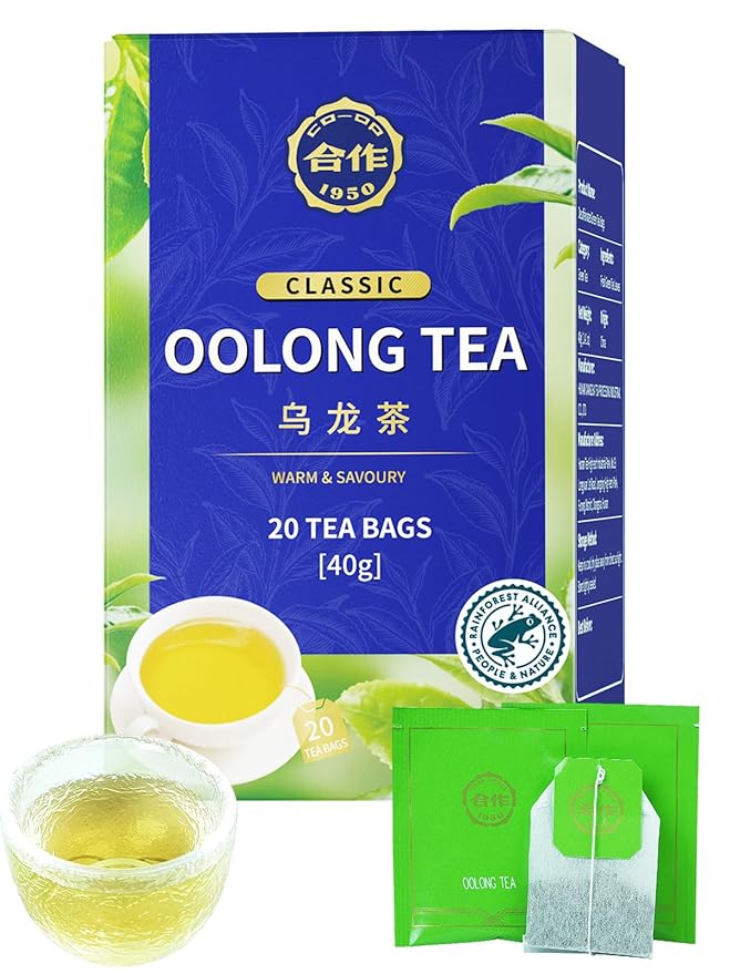 CO-OP 1950 Oolong Tea Bags, Traditional Semi-Fermented Oolong Tea, Smooth & Floral Aroma, Naturally Caffeinated, Enjoy Hot or Iced, 20 Count