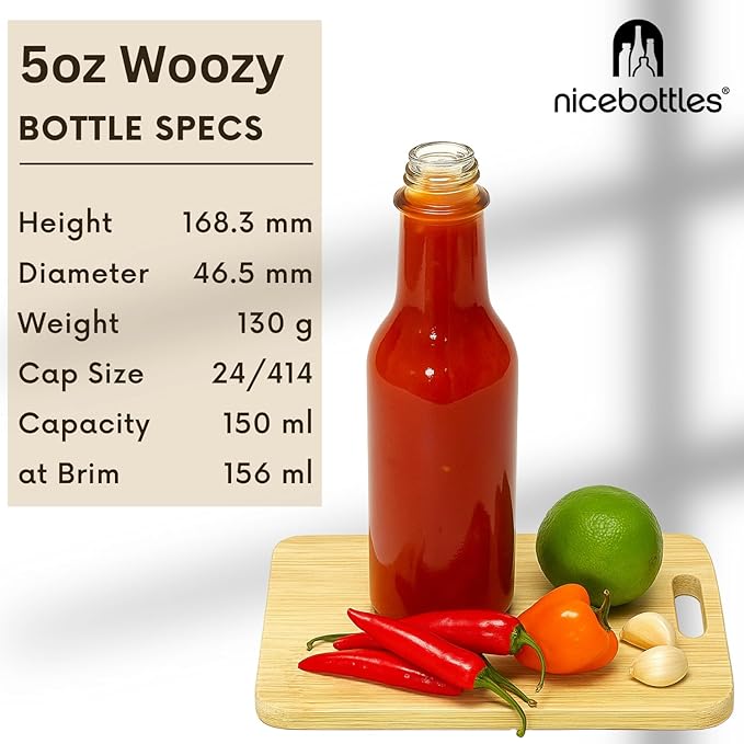 nicebottles Hot Sauce Bottles, 5 Oz - 48 Pack