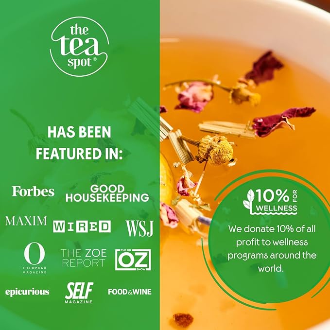 The Tea Spot Organic Keep Fit Green Tea with Yerba Mate and Matcha for Metabolic Support | Blend of Green Tea, Matcha, Yerba Mate, Rooibos, Lemongrass and Lemon Flavor | Caffeine-Free 15 Tea Bags