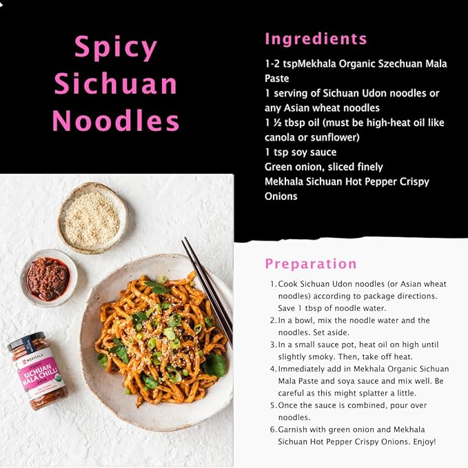 Mekhala Organic Sichuan Mala Chili Cooking Paste. Versatile Condiment, Marinade Seasoning. Spicy Tingly, Vegan. Gluten-Free (3.53oz)