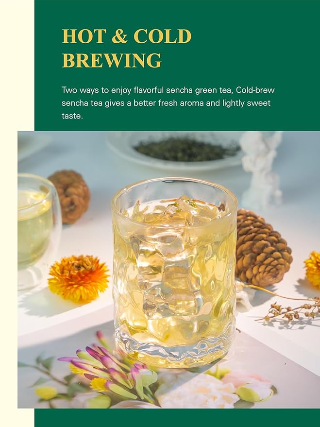 GLDNT Organic Sencha Tea, Shade Grown Gyokuro Green Tea Loose Leaf, Steamed Sencha Green Tea, Smooth & Refreshing Flavor, 3.5oz