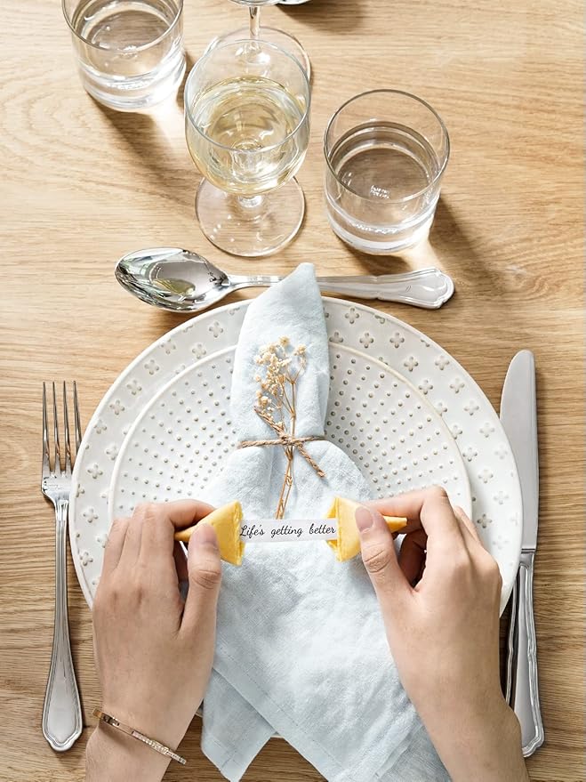 LE TAUCI 8 Inch Ceramic Salad Plates Set of 4, Modern Embossed Appetizer Plates for Kitchen, Small Dessert Plates, Microwave & Dishwasher Safe Dinnerware Sets - Arctic White