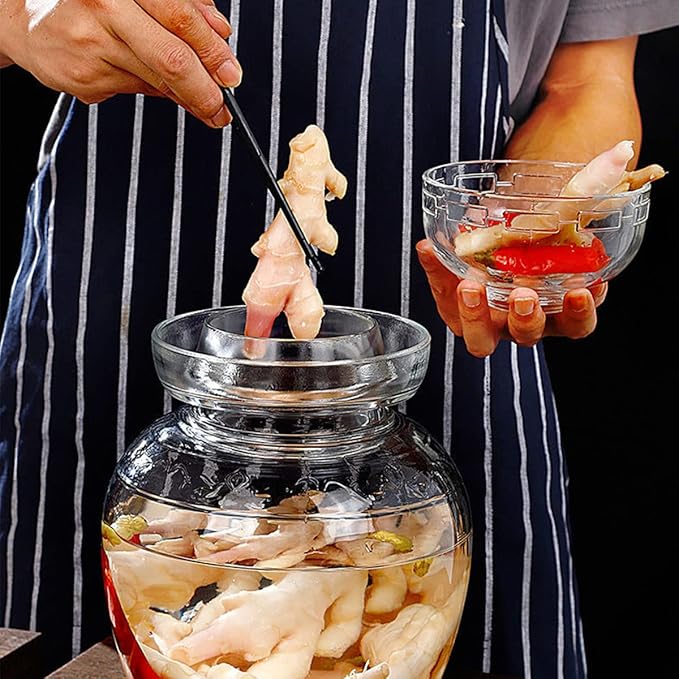2.5 Liter Pickle Jar Glass Jar with Lid, Fermentation Kit with Water Seal Airlock Lid, Canning Jar for Pickles, Kimchi, Sauerkraut, Kombucha, Paocai