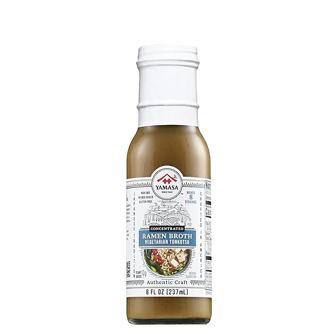 Yamasa, Artisanal Vegetarian Tonkotsu Ramen Broth Concentrate, Serves 8 Bowls, Gluten Free, No MSG Added, Non GMO, Japanese Tradition, 8oz