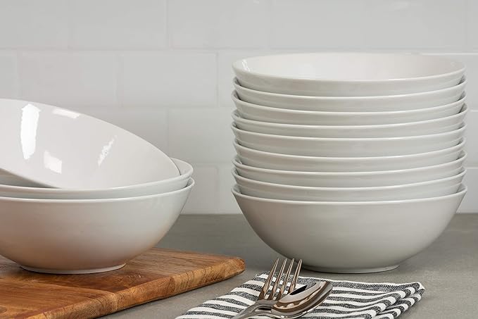 10 Strawberry Street 7" Catering Coupe Cereal Bowl, Set of 12,White