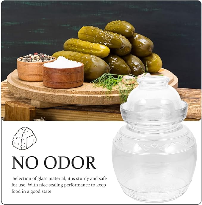 TOYANDONA Glass Fermenting Jar with Lid 3lb Thickened Airtight Kimchi Pickling Jar Food Storage Container for Home Kitchen Fermentation