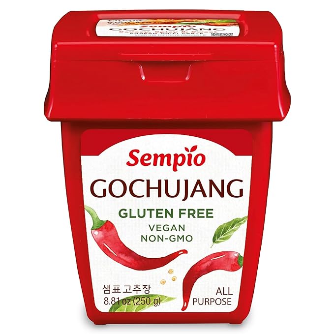 Sempio Gochujang Vegan Korean Red Chili Pepper Paste - Gluten Free: Sweet Spicy Savory Paste, Traditional Fermented Condiment for Cooking, Marinades, Dips, Sauces, Non GMO (8.8oz/250g)