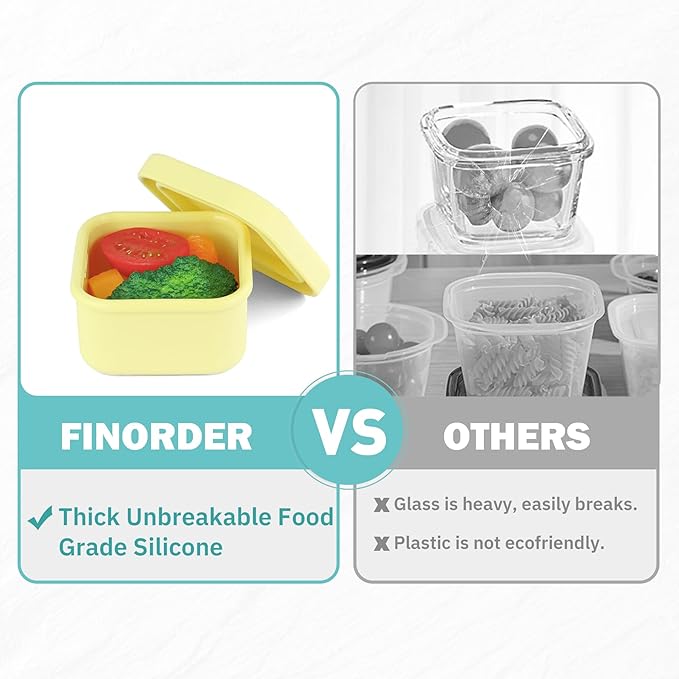 Finorder 6 Pack 3.5 oz Silicone Food Storage Containers Leak Proof Food Snack Storage Cubes,Reusable Small Containers with Lids Freezer Dishwasher Safe Lunch Box for Picnic, Gym, Work