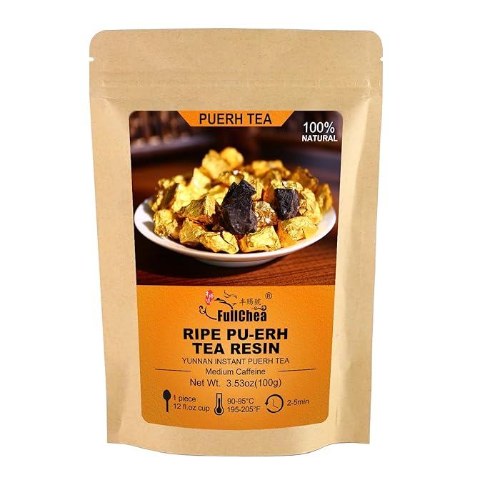 FullChea - Pu-erh Tea Resin - Instant Tea Resins - Chagao 2009 Aged Fermented Yunnan Ripe Pu Erh, Medium Caffeine - Helps Digestion - 3.53oz / 100g
