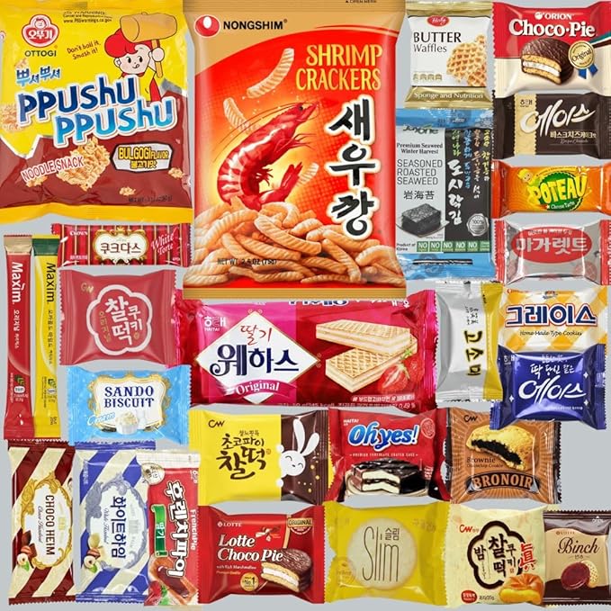 Premium Korean Snack Box – 27 Individually Wrapped Assorted Snacks Including Full-Size Items, Sweet & Savory Chips, Cookies & Treats, Gift Sampler for Kids, Teens, Adults & Seniors (Including 3 Full Size Snacks)