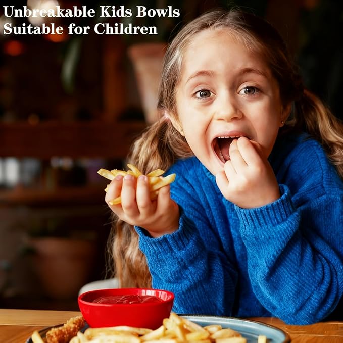 Dipping Bowls, Wheat Straw Bowls Set of 5-4.5 OZ Unbreakable Dipping Cups for Side Dish, Ketchup, Soy, BBQ, Dessert, Sushi, Party, Condiments Serving (Red)