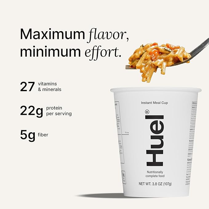 Huel Hot and Savory Cups | Thai Noodles | 25g Protein Plant Based Instant Meal | 27 Vitamins and Minerals | 100% Nutritionally Complete | 8 Cups