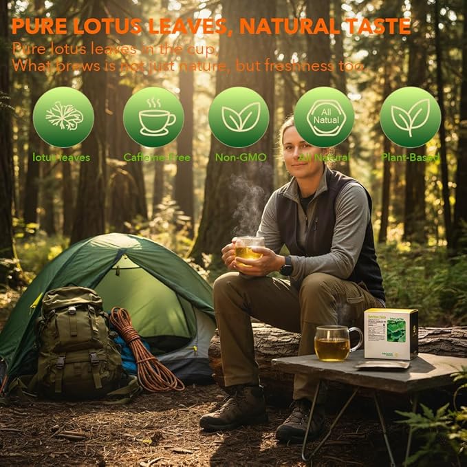 Soilmount - Lotus Leaf Tea - |Heye|荷葉|연잎| - Pure Herbal Tea - Natural, Organic, Non-GMO, Clean Ingredients, Caffeine Free (18 Tea Bags, Box 1)