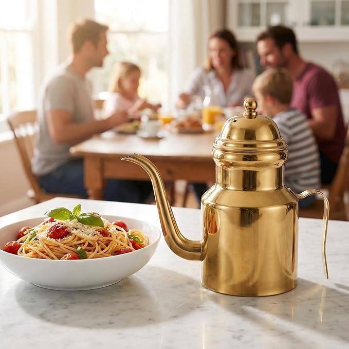 Cabilock 14oz Olive Oil Dispenser Bottle for KitchenGold Olive Dispenser Gold Stainless Oil Dispenser Bottle Vinegar Dispenser Can with Non-for Kitchen Gadgets, Air Fryer, Salad