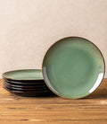 LERATIO Ceramic Dinner Plates Set of 6, 8.0 Inch Handmade Reactive Glaze Porcelain Plates, Coupe Shape Dinnerware Dishes Set for Kitchen,Oven& Microwave & Dishwasher Safe, Scratch Resistant-Green