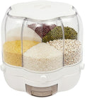 Rice Dispenser, 6 Grid 360° Rotating Rice Container Cereal Dispenser with Lid, Grain Storage Organizer Cereal Holder for Kitchen Countertop Dry Food, White, 8kg/18lbs